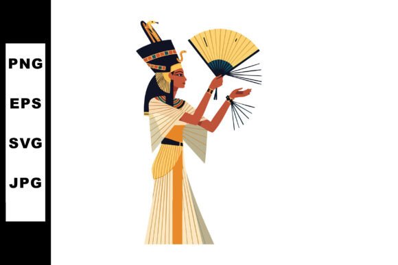 Ancient Egyptian Queen Holding Fan Graphics