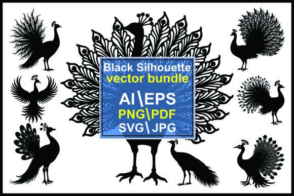 Black Peacock Silhouettes: Graphics & Illustrations Review