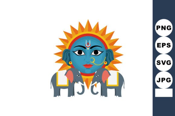 Blue Hindu Sun God Graphics & Illustrations