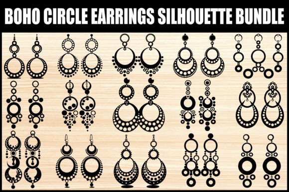 Boho Circle Earrings Silhouette Bundle: Graphics & Illustrations