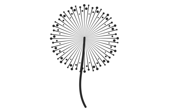 Botanical Black Silhouette. Dandelion Ic Graphics & Illustrations