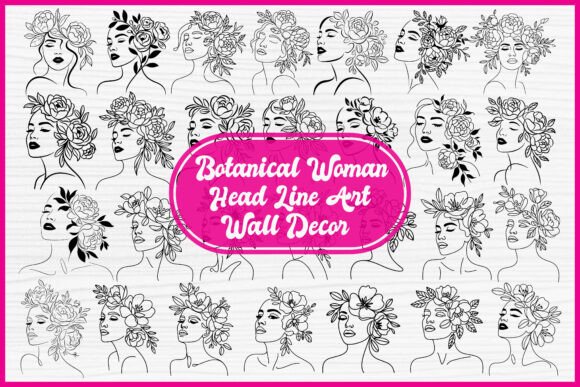 Botanical Woman Line Art: Graphics & Illustrations