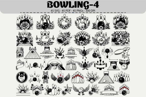 Bowling Clipart Set – 45 Designs: Graphics & Illustrations