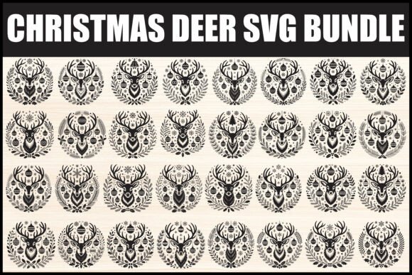 Christmas Deer SVG Bundle: Graphics & Illustrations