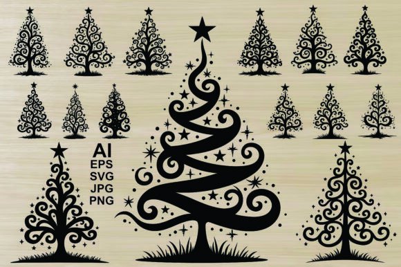 Christmas Tree Silhouette Design: Graphics & Illustrations