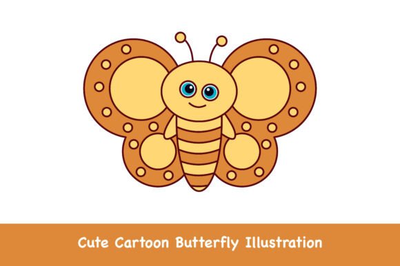Cute Cartoon Butterfly Illustration Graphics & Illustrations