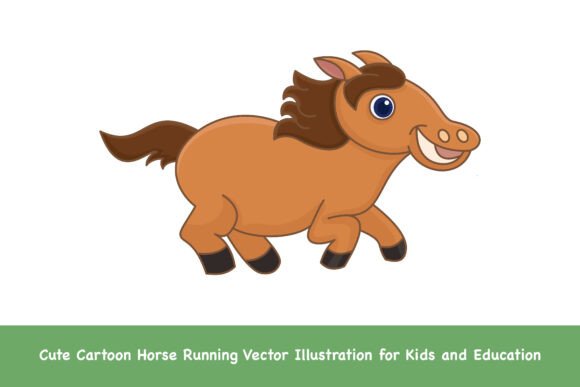 Cute Cartoon Horse Running Vector Graphics & Illustrations
