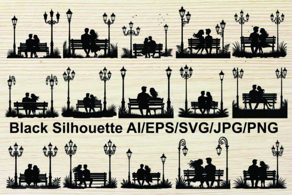 Cute Love Couple Silhouettes Bundle: Graphics & Illustrations