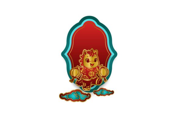 Cute Lunar New Year Horse Chinese Zodiac Graphics & Illustrations