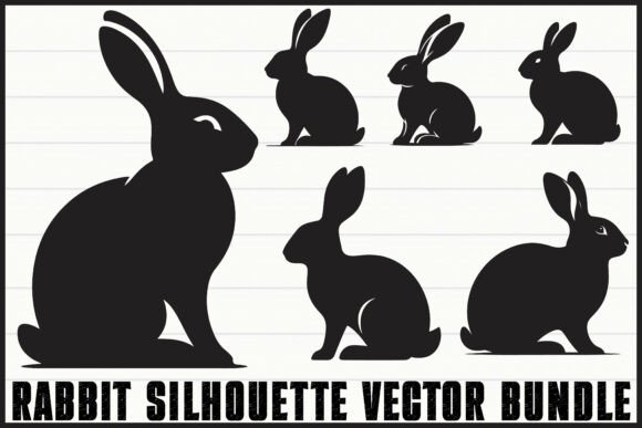 Cute Rabbit Silhouette Vector Bundle: Graphics & Illustrations