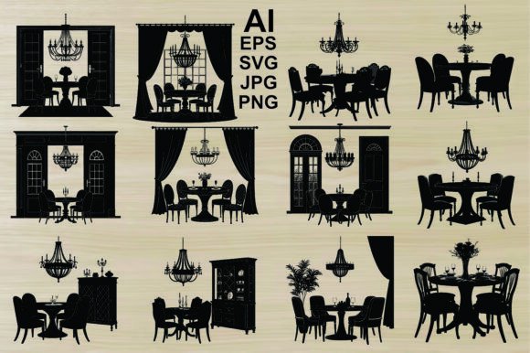 Dining Silhouette Vector Art Bundle