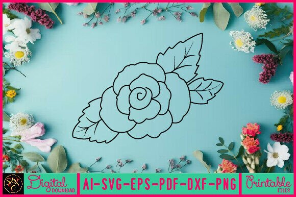Flower Line Art Flower SVG Elements 10: Graphics & Illustrations