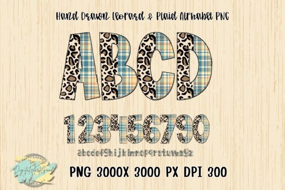 Hand Drawn Leopard Plaid Alphabet PNG: Graphics & Illustrations