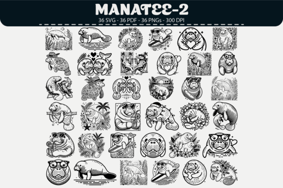 Manatee Clipart – 36 Designs: Graphics & Illustrations for Handmade Makers