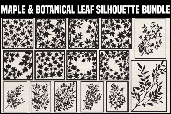 Maple Botanical Leaf Silhouette Set: Graphics & Illustrations for Warm, Earthy Branding