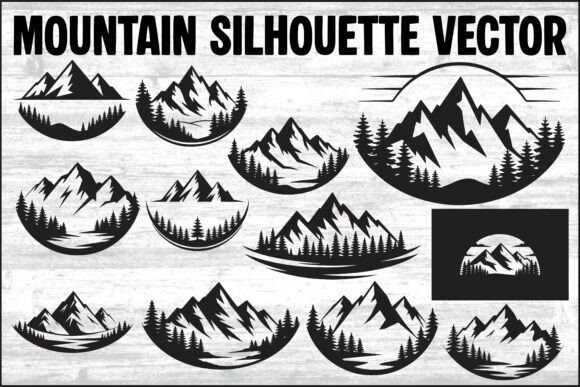 Mountain Silhouette Vector Bundle: Graphics & Illustrations