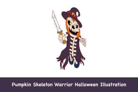 Pumpkin Skeleton Warrior Halloween: Graphics & Illustrations