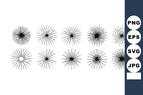 Radial Starburst Vector Set with Black L Graphics