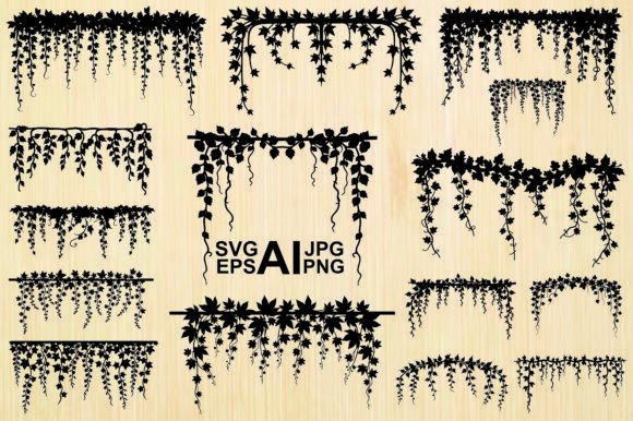 Silhouette Leaves Flower Set Graphics & Illustrations