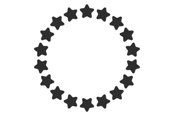 Simple Star Round Border. Black Decorati Graphics & Illustrations