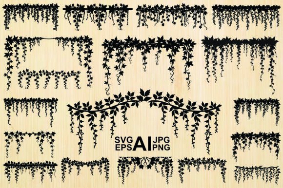 Vine Leaves Pattern Silhouettes: Graphics & Illustrations Review