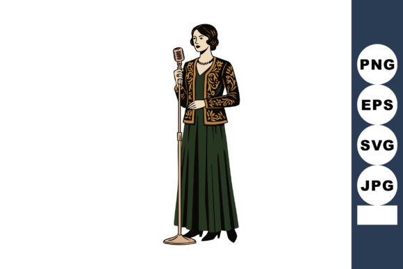 Vintage Female Singer Graphics & Illustrations