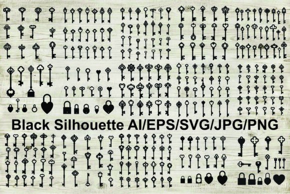 Vintage Key Silhouettes: Graphics & Illustrations for Editorial Impact