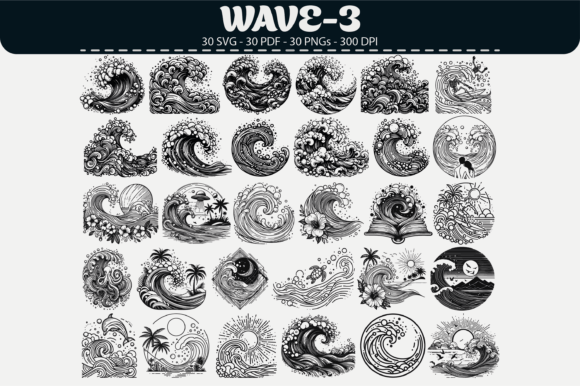 Wave Vector Clipart – 30 Designs: Graphics & Illustrations for Real Crafting