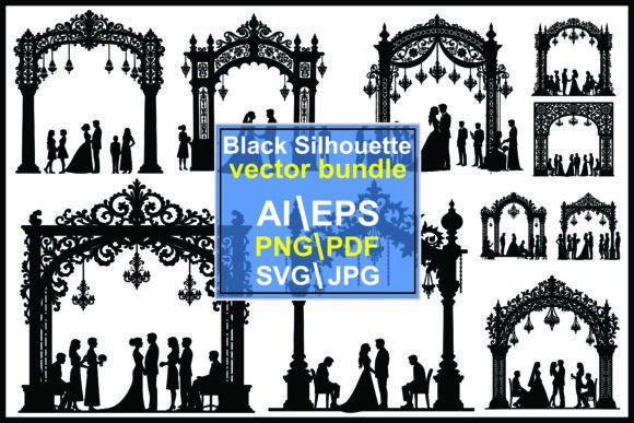Wedding Couple Silhouette Graphics & Illustrations